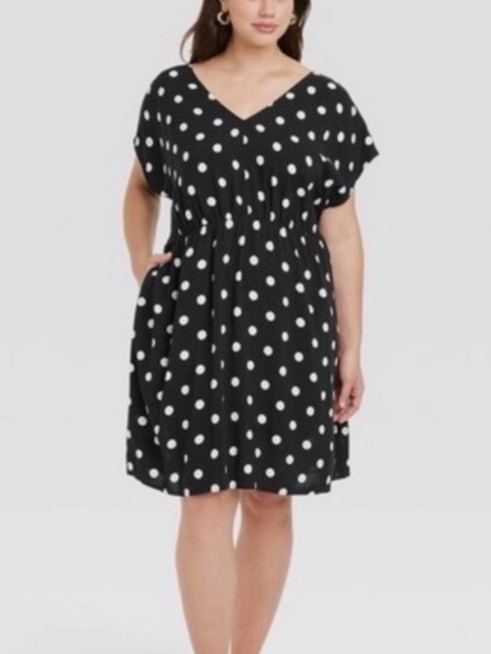 Ava & Viv Black and White Polka Dot Mini Dress size 2X